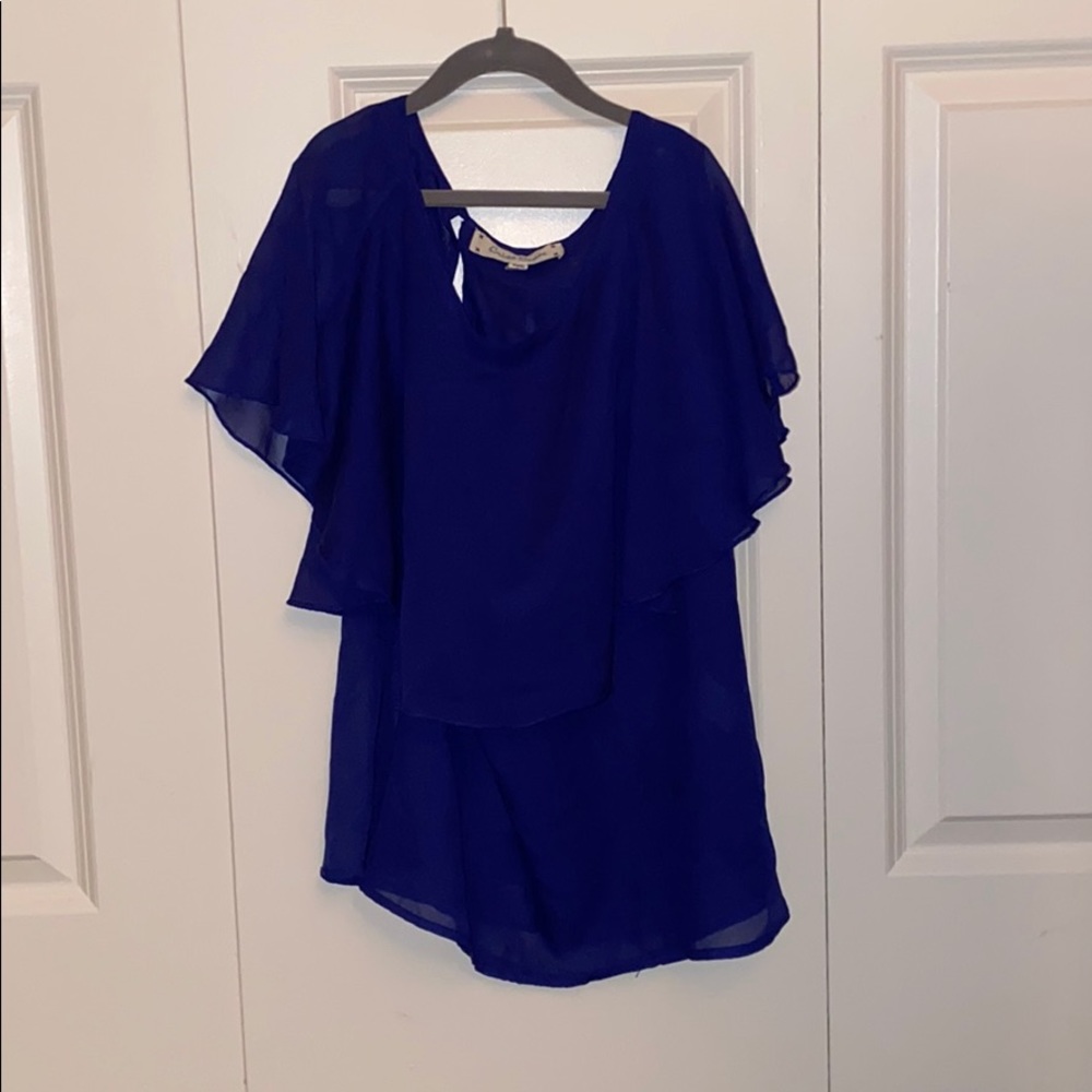 Blue bouquet blouse